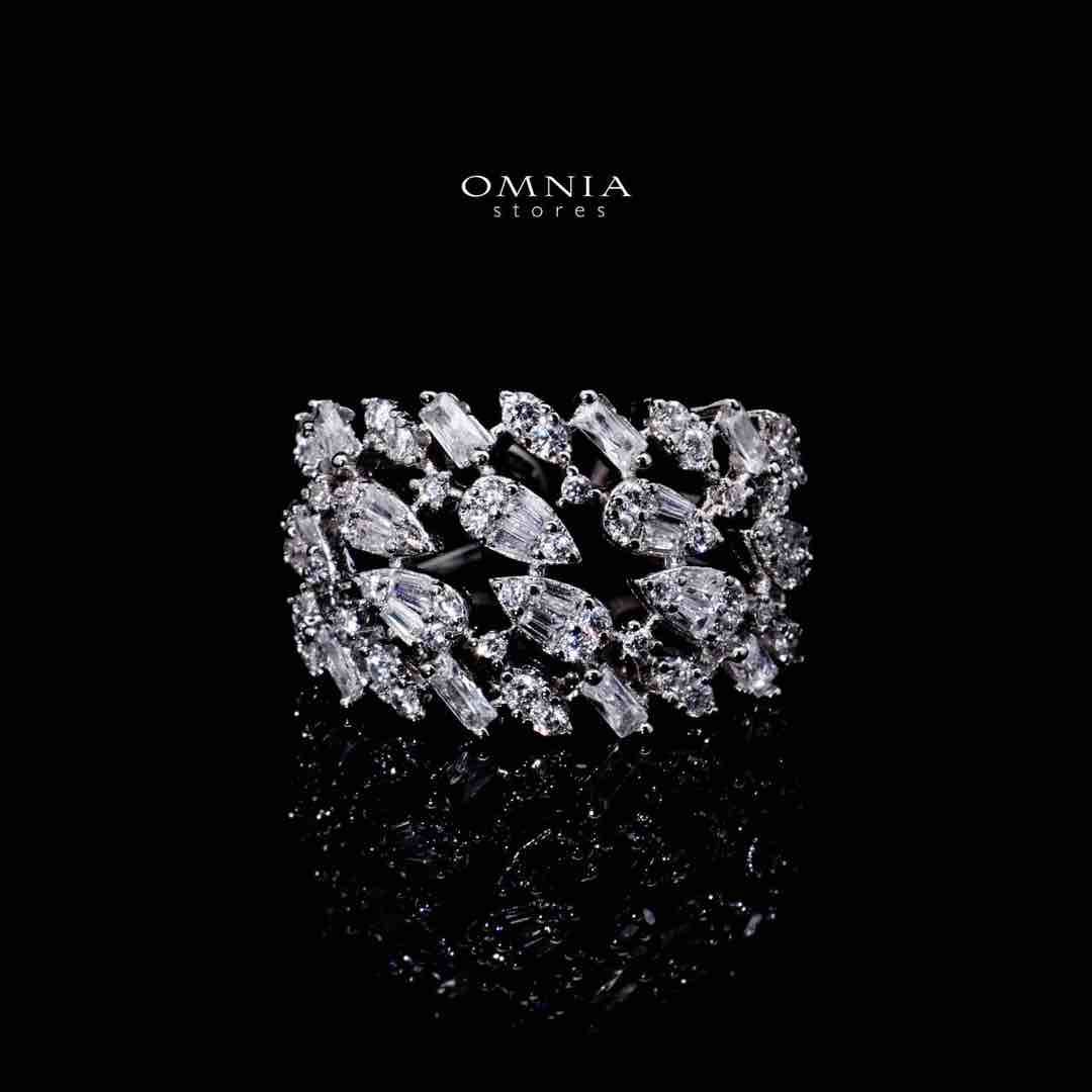 Omnia Aarifah Luxury White Bracelet & Ring Set in High Quality Zircon Stone Rhodium Plated - OMNIASTORES UAE