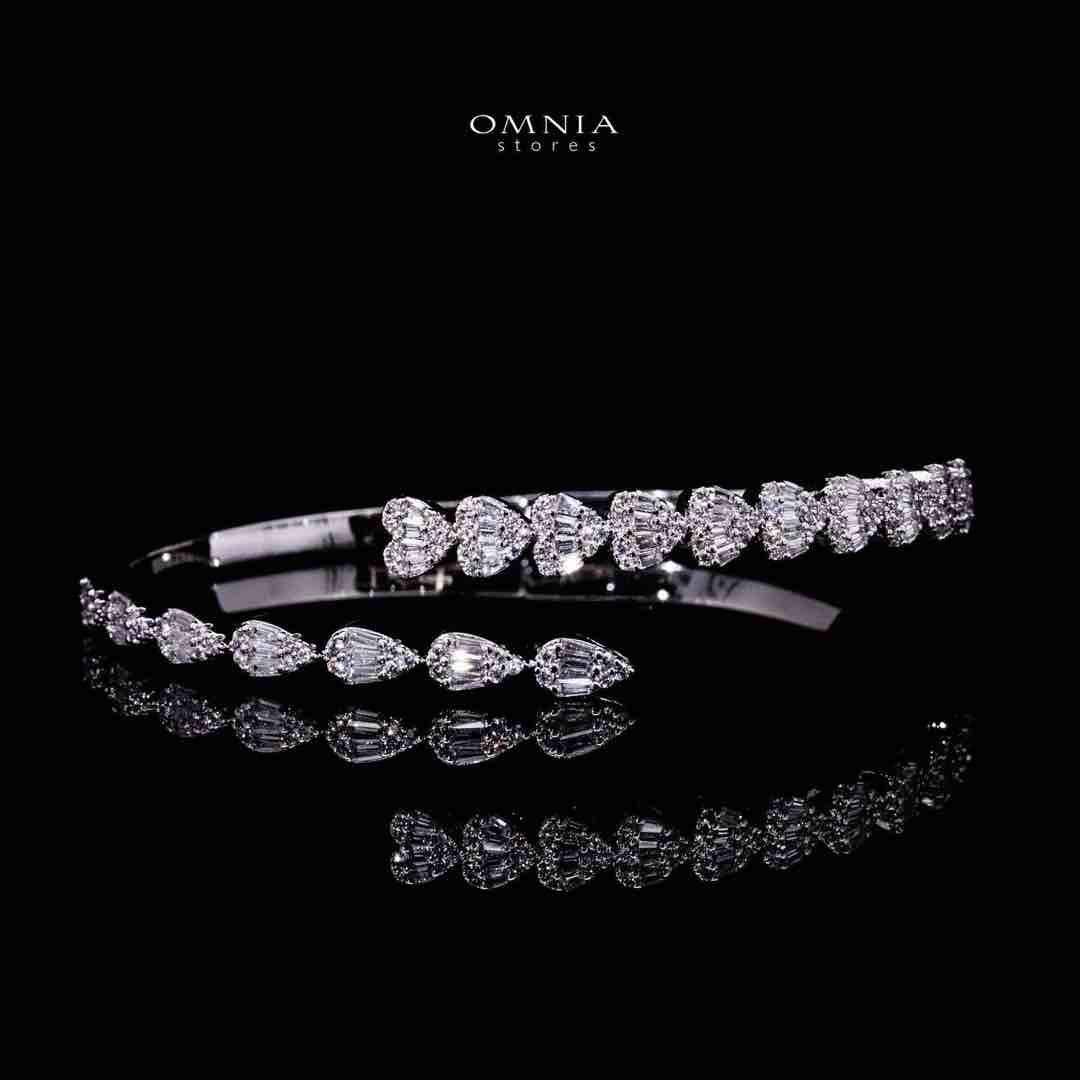 Omnia Barzah Luxury White Heart Bracelet & RIng Set in High Quality Zircon Stone Rhodium Plated - OMNIASTORES UAE