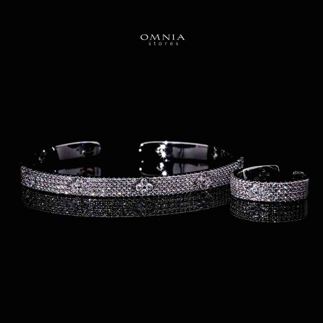 Omnia Daanya Luxury White Bracelet & RIng Set in High Quality Zircon Stone Rhodium Plated - OMNIASTORES UAE
