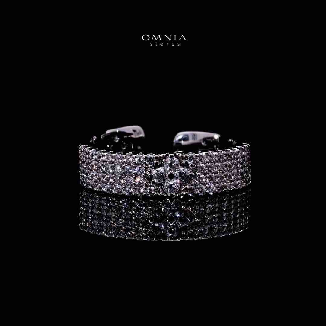 Omnia Daanya Luxury White Bracelet & RIng Set in High Quality Zircon Stone Rhodium Plated - OMNIASTORES UAE