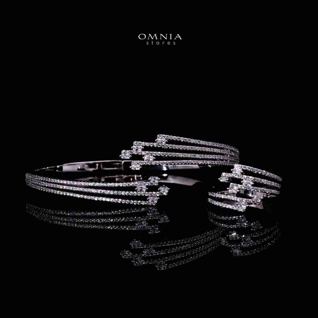 Omnia Daleela Luxury White Bracelet & RIng Set in High Quality Zircon Stone Rhodium Plated - OMNIASTORES UAE