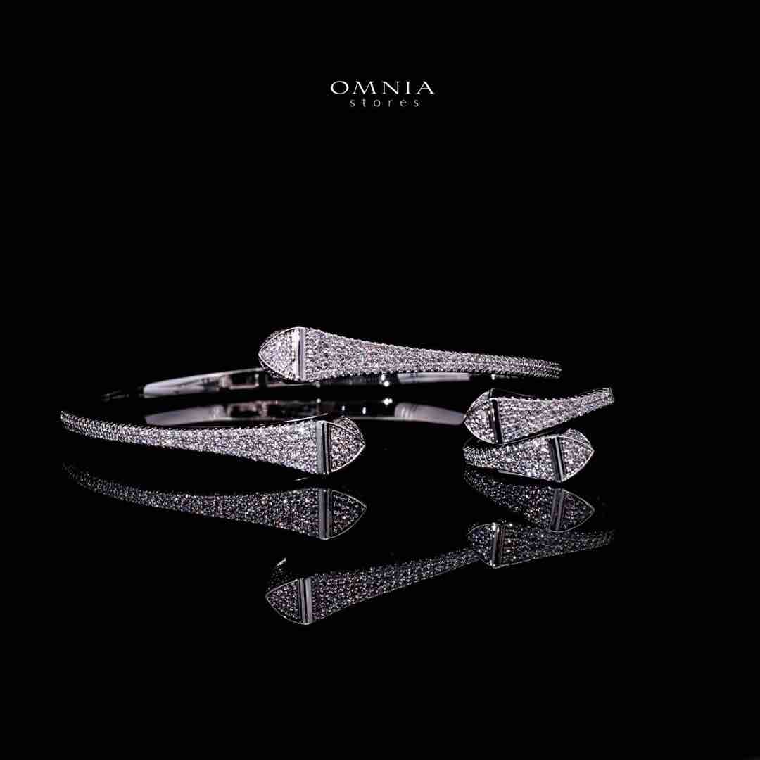 Omnia Daliya Luxury White Bracelet & RIng Set in High Quality Zircon Stone Rhodium Plated - OMNIASTORES UAE