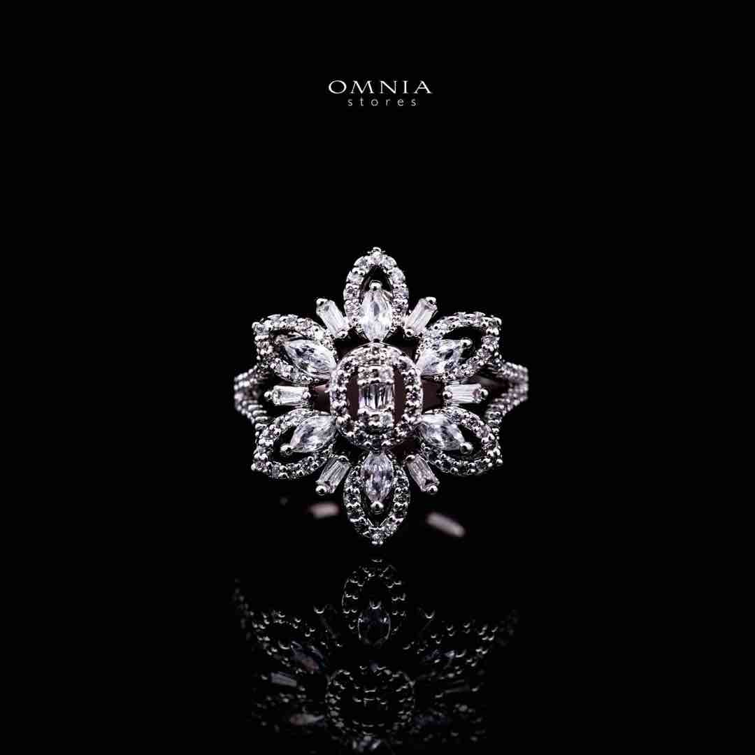 Omnia Elisha Luxury White Necklace, Earrings & RIng Set in High Quality Zircon Stone Rhodium Plated - OMNIASTORES UAE