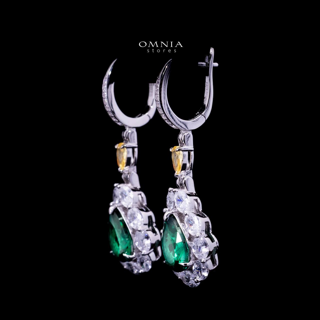 Omnia Amarah Green & Yellow Stone Drop Earrings in 925 Silver with High Quality Simulated Diamonds - OMNIASTORES UAE