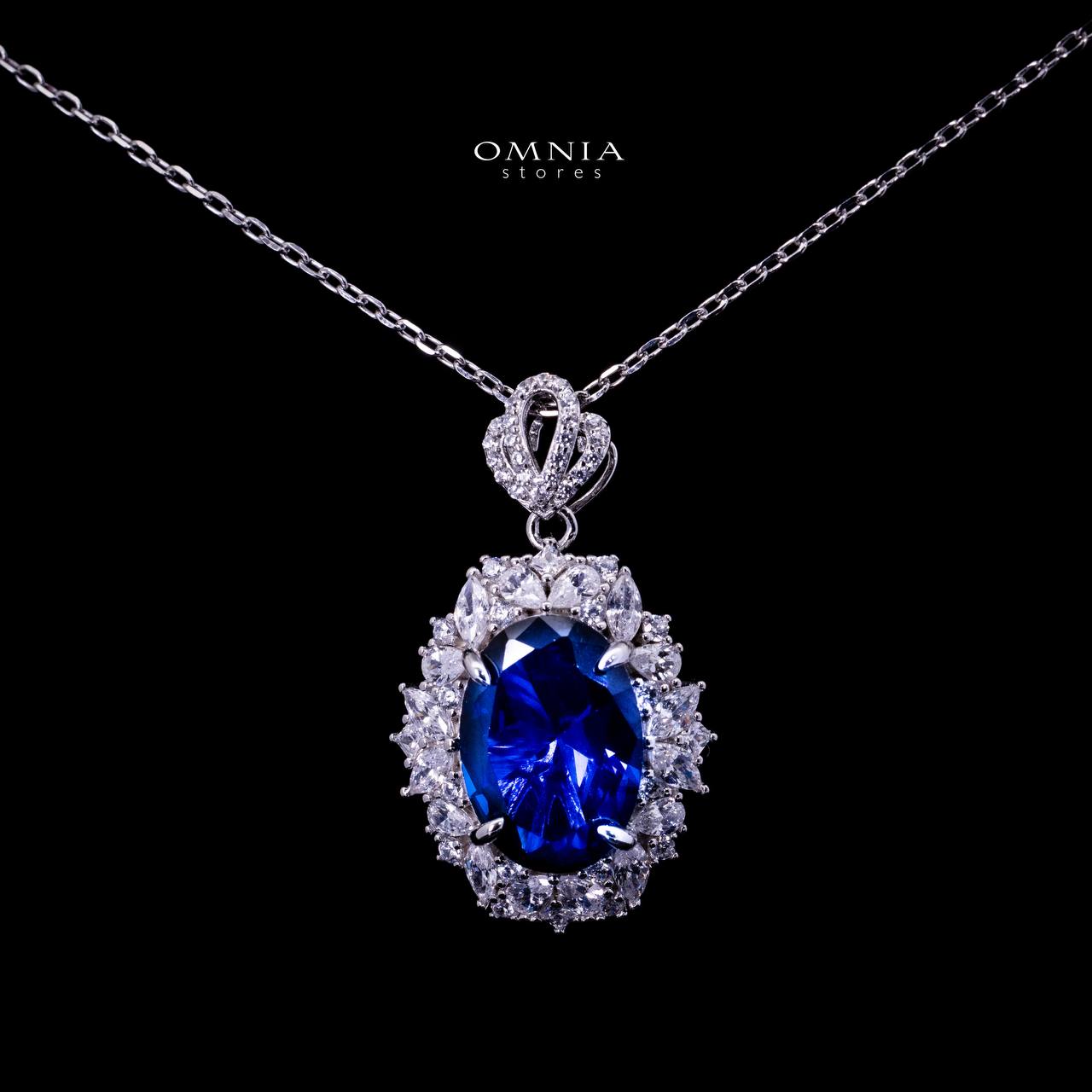Omnia Anayah Blue Royal Blue Stone Pendant Necklace in 925 Silver with High Quality Simulated Diamonds - OMNIASTORES UAE