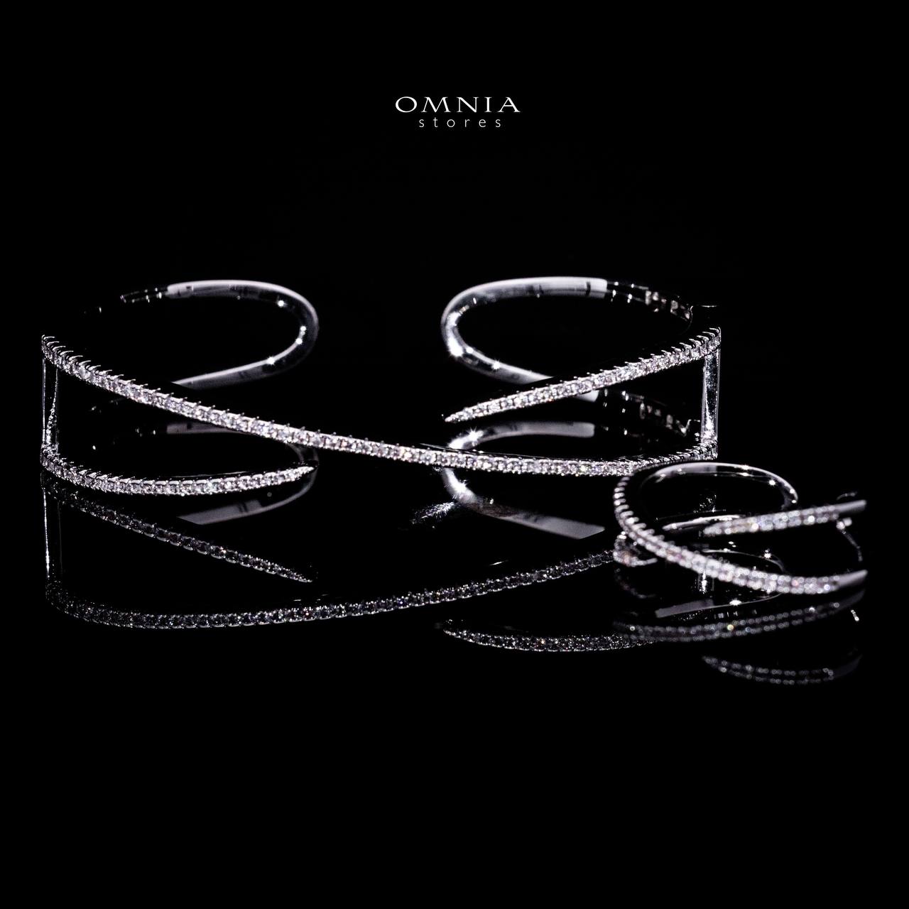 Omnia Zaniyah Luxury White Bracelet & RIng Set in High Quality Zircon Stone Rhodium Plated - OMNIASTORES UAE