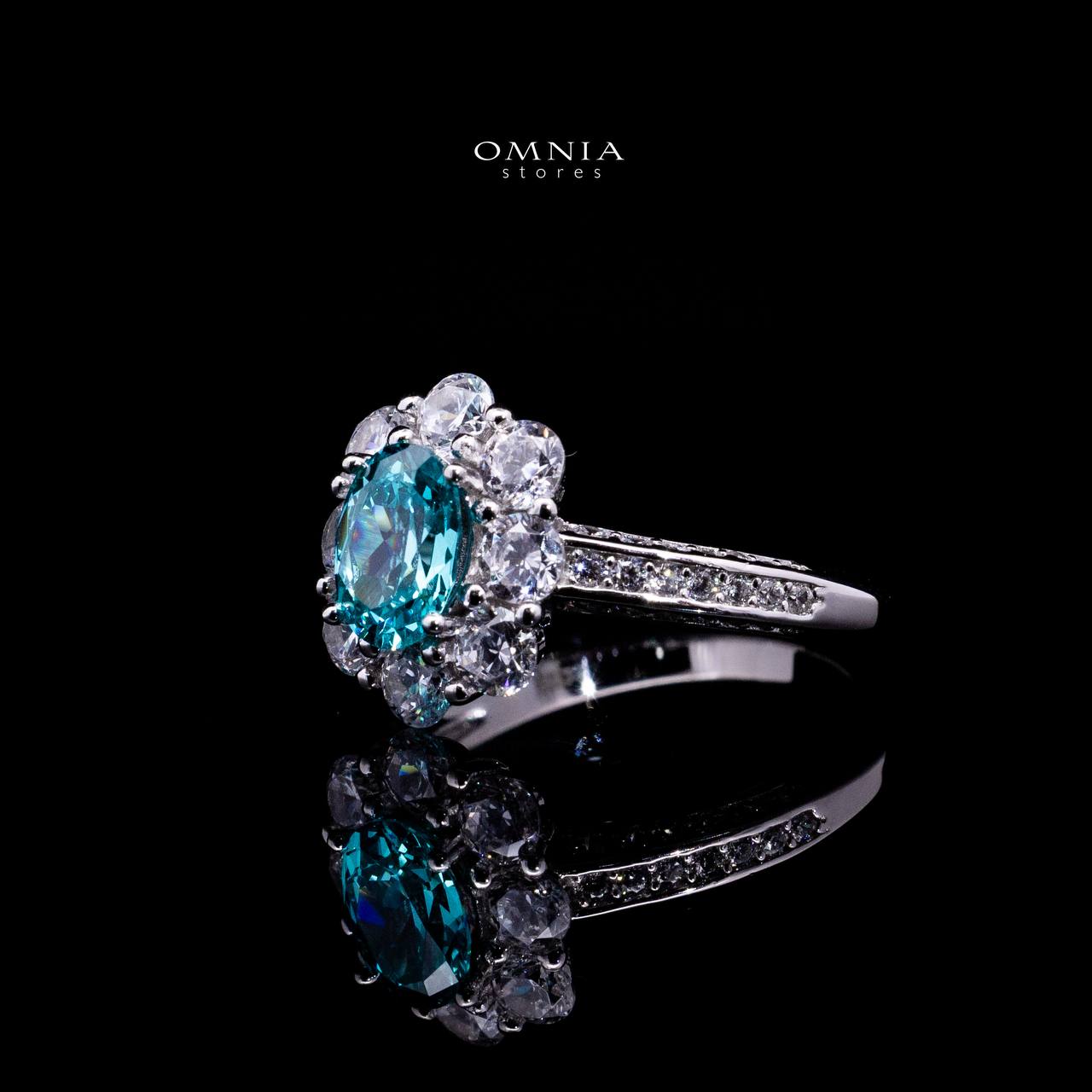 Omnia Mashael Sky Blue Silver RIng 925 Silver in High Quality Simulated Diamonds - OMNIASTORES KSA