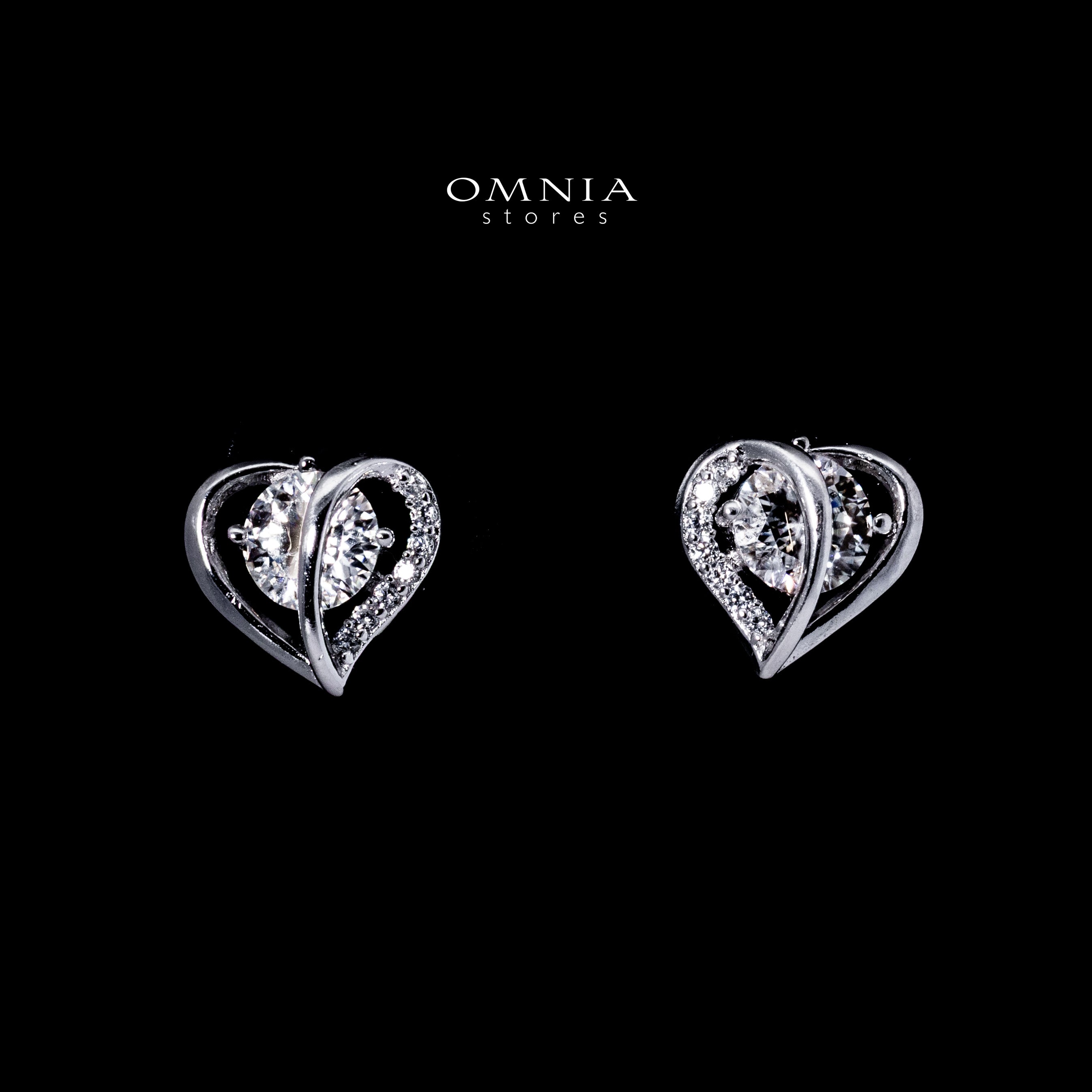 Omnia Layla White Heart Stud Earrings in 925 Silver with High-Quality Moissanite Stone - OMNIASTORES UAE