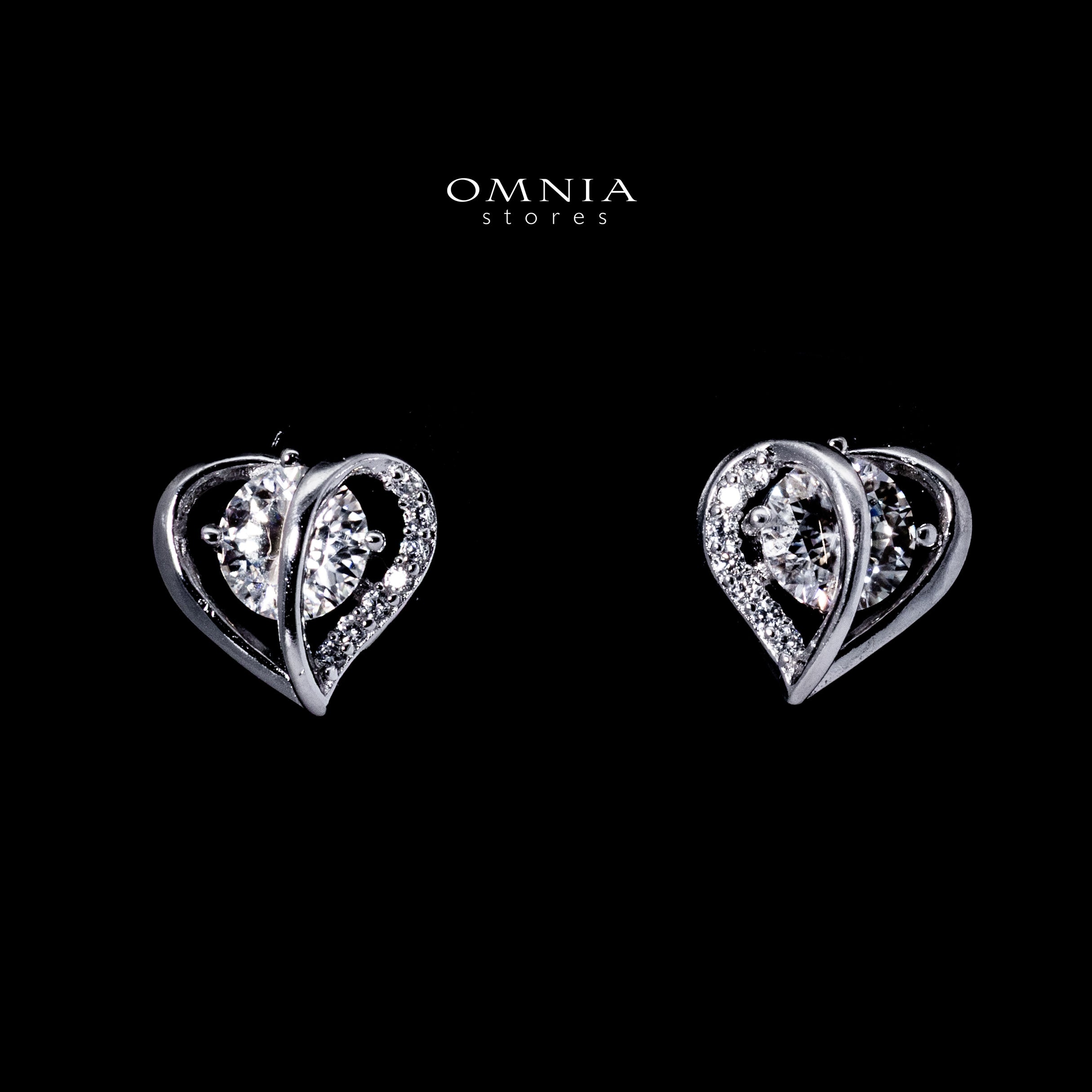 Omnia Layla White Heart Stud Earrings in 925 Silver with High-Quality Moissanite Stone - OMNIASTORES UAE