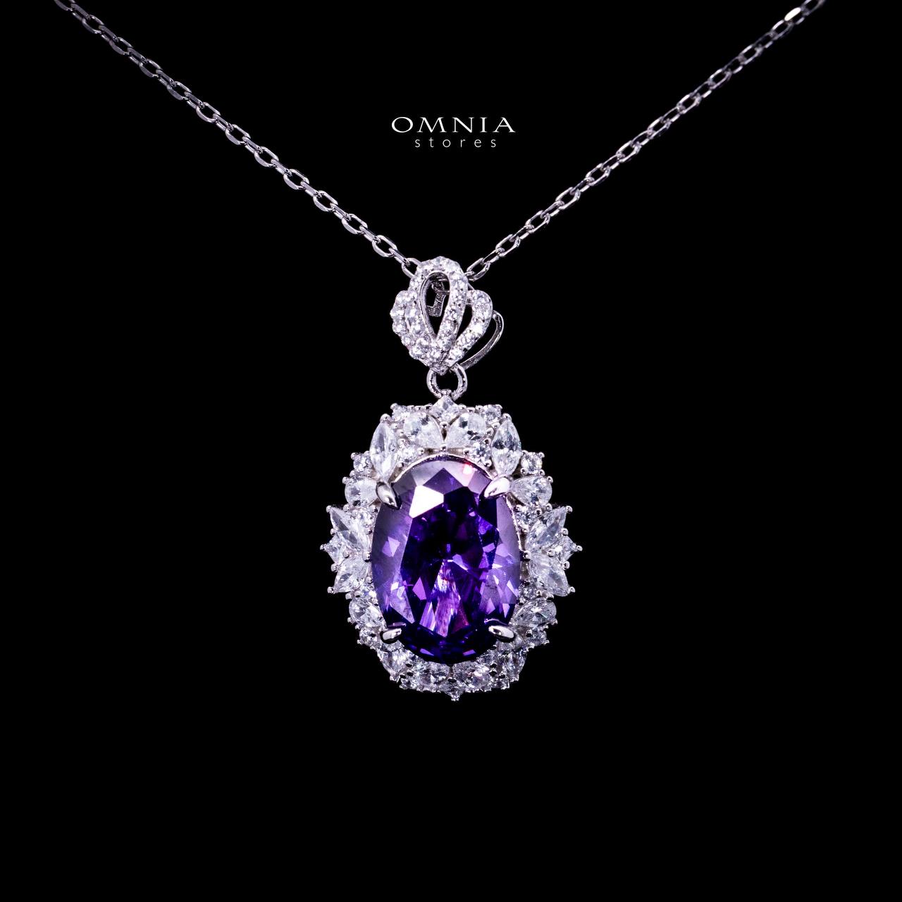 Omnia Anayah Purple Stone Silver Pendant Necklace in 925 Silver with High Quality Simulated Diamonds - OMNIASTORES UAE