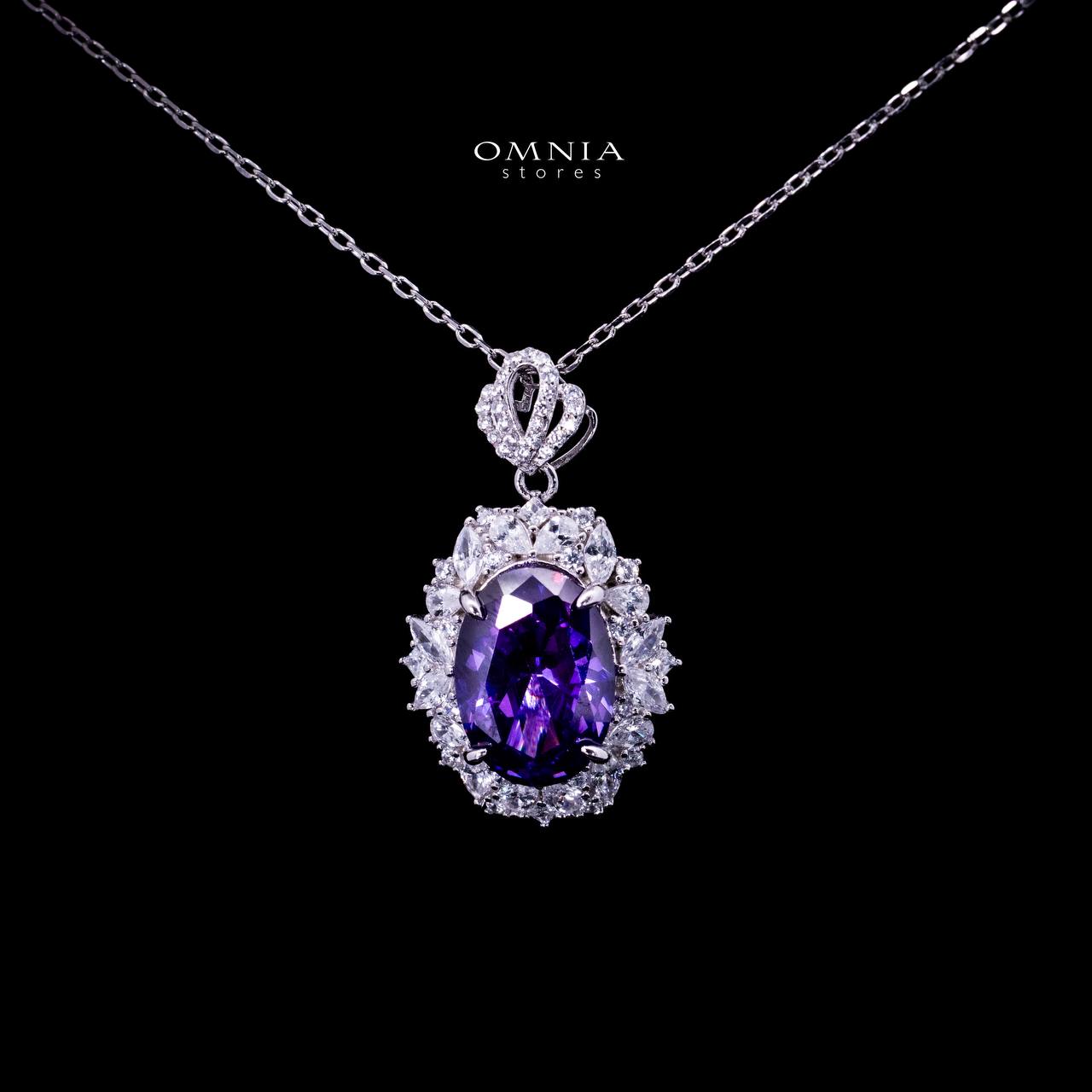 Omnia Anayah Purple Stone Silver Pendant Necklace in 925 Silver with High Quality Simulated Diamonds - OMNIASTORES UAE