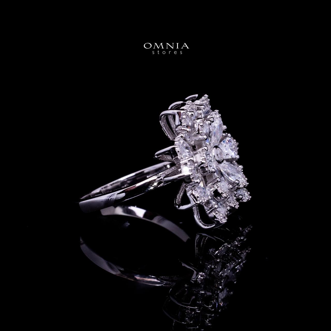 Omnia Damiyah White Floral Silver Ring in 925 Silver with High Quality Simulated Diamonds - OMNIASTORES UAE