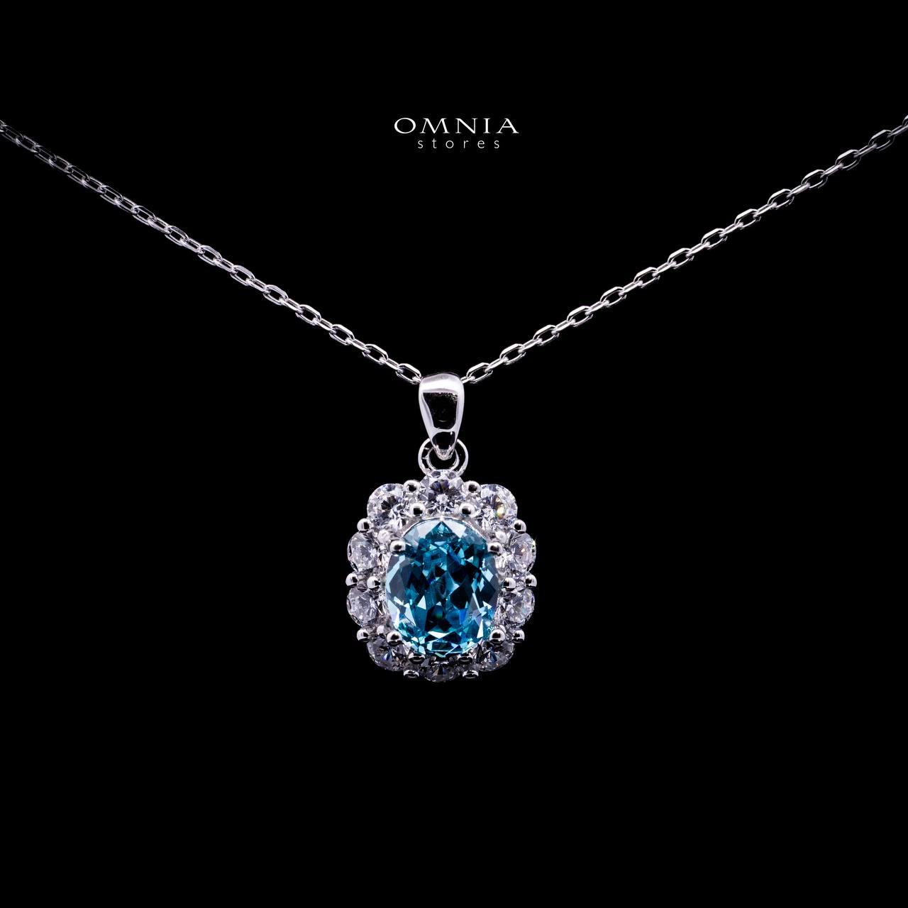Omnia Mashael Sky Blue Necklace 925 Silver in High Quality Simulated Diamonds - OMNIASTORES UAE
