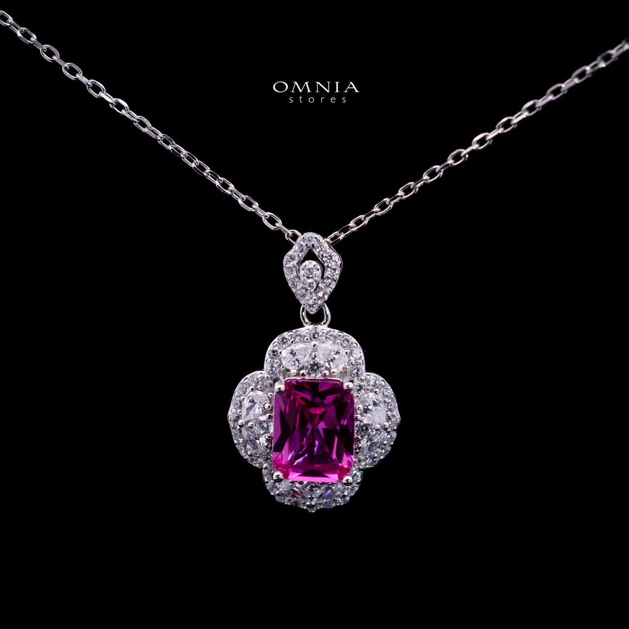 Omnia Raeya Purple Silver Pendant Necklace in 925 Silver with High Quality Simulated Diamonds - OMNIASTORES UAE