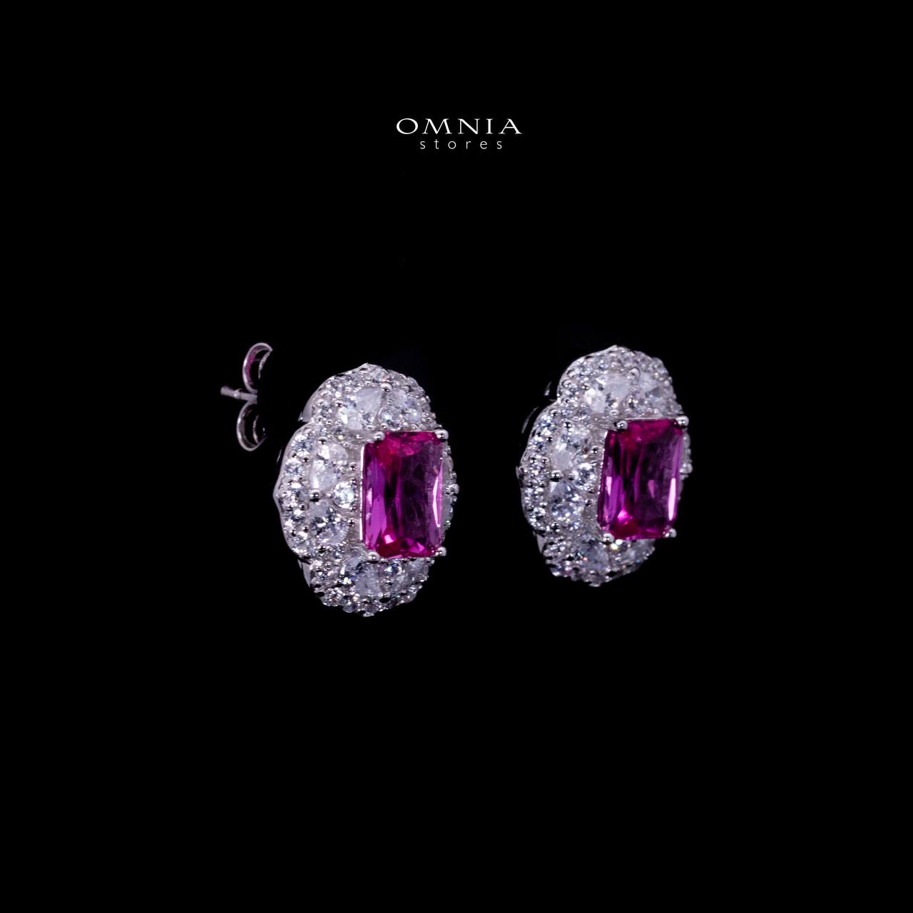 Omnia Raeya Purple Silver Stud Earrings in 925 Silver with High Quality Simulated Diamonds - OMNIASTORES UAE