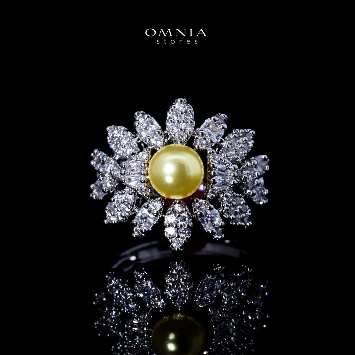 Omnia Shaika White in Golden Pearl Luxury Bridal Full Set in High Quality Zircon Stone Premium Rhodium Plated - OMNIASTORES UAE