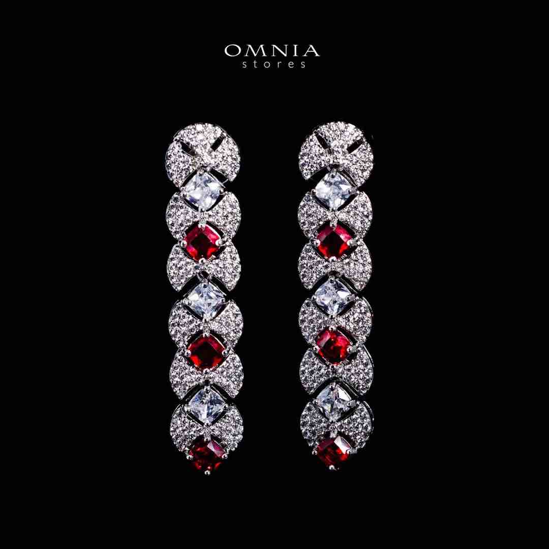 Omnia Layan Red Bridal Full Set in High-Quality Zircon Stone Rhodium Plated - OMNIASTORES UAE