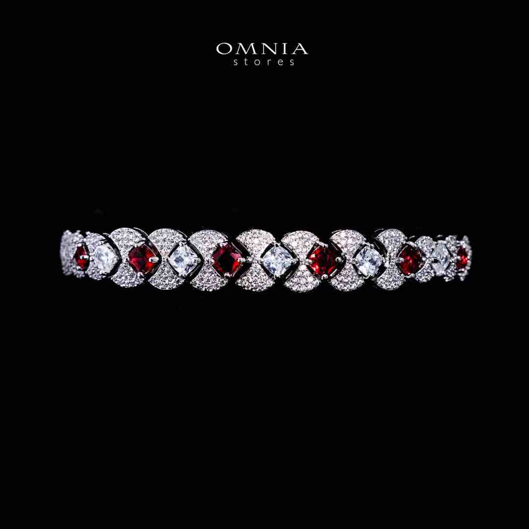 Omnia Layan Red Bridal Full Set in High-Quality Zircon Stone Rhodium Plated - OMNIASTORES UAE