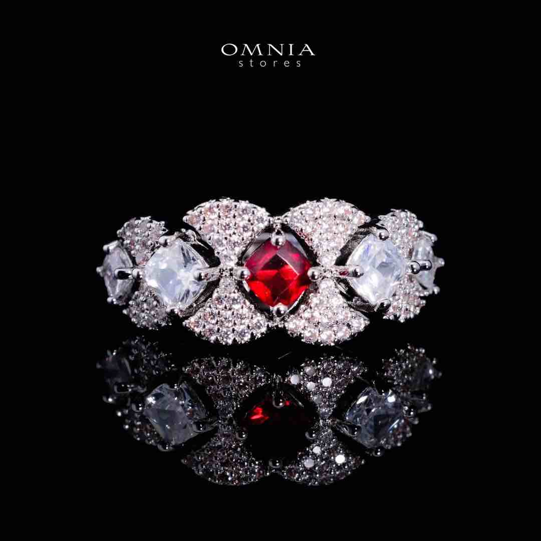 Omnia Layan Red Bridal Full Set in High-Quality Zircon Stone Rhodium Plated - OMNIASTORES UAE