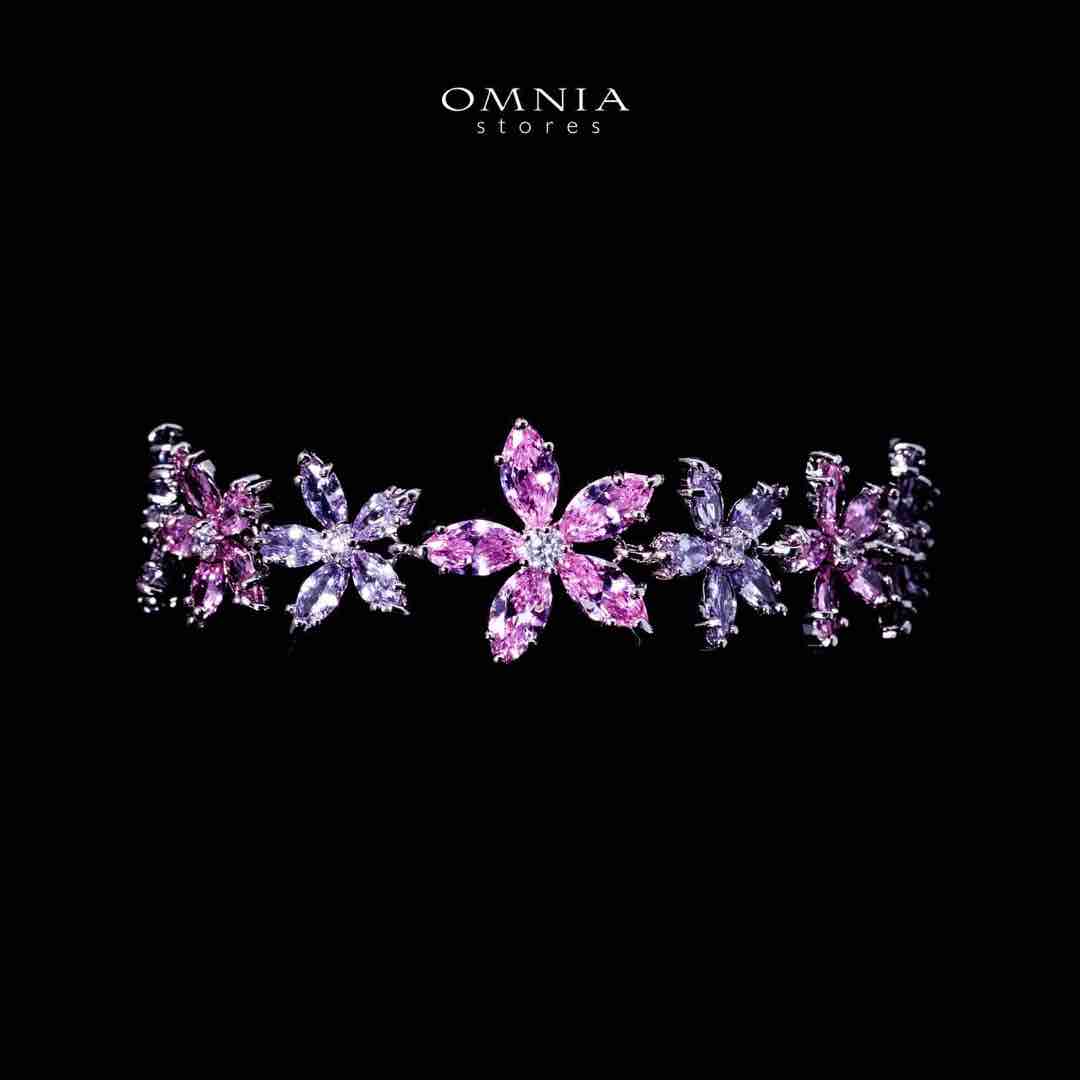 Omnia Yusra Pink and Purple Bridal Full Set in High Quality Simulated Diamonds - OMNIASTORES UAE