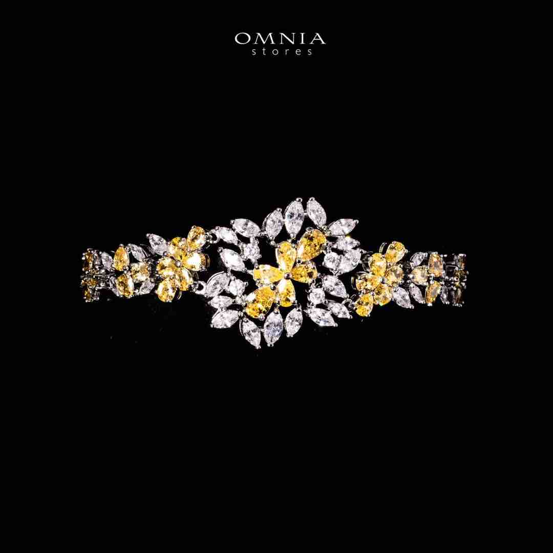 Omnia Nourah Yellow Luxury Bridal Full Set in High Quality Simulated Diamonds Premium Rhodium Plated - OMNIASTORES UAE