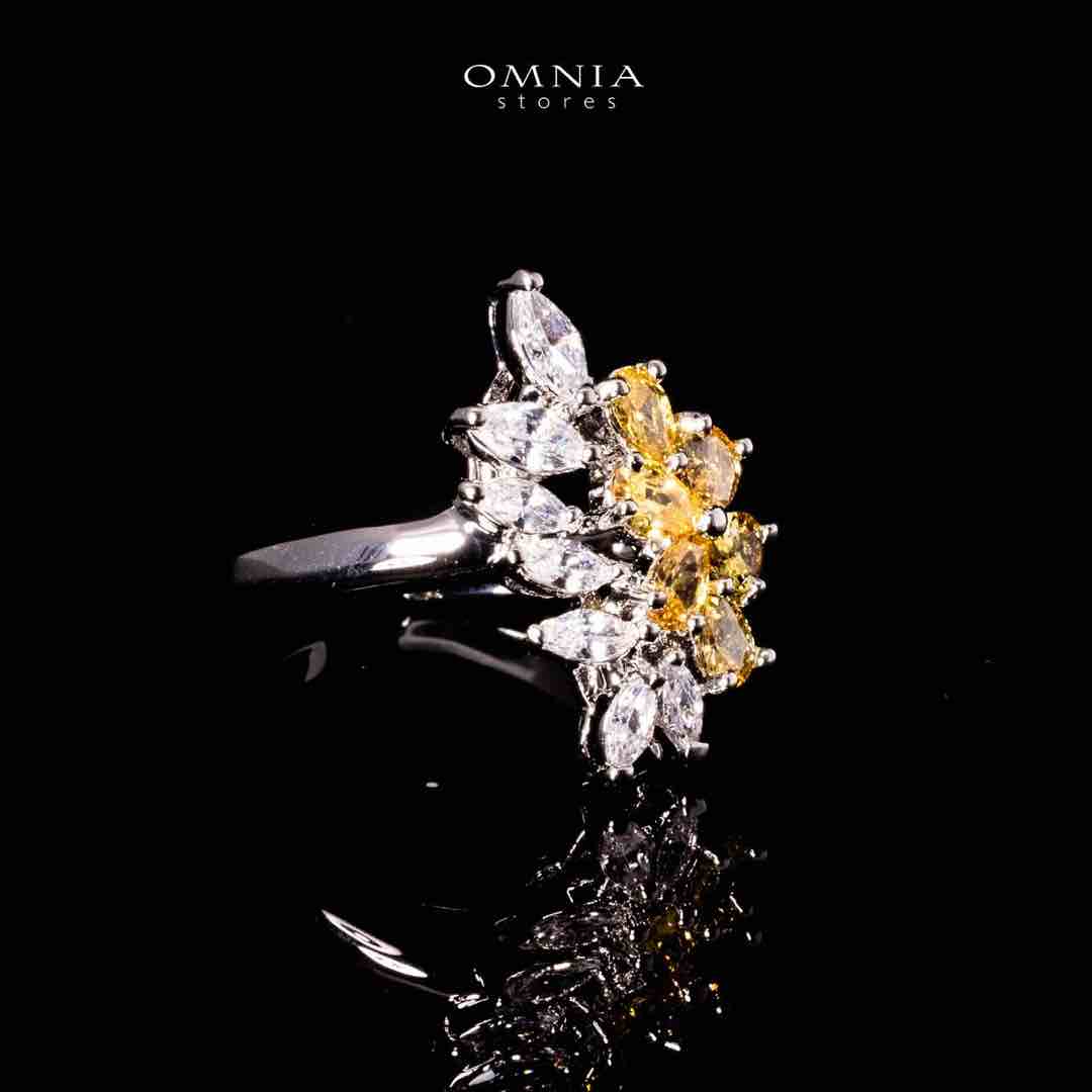 Omnia Nourah Yellow Luxury Bridal Full Set in High Quality Simulated Diamonds Premium Rhodium Plated - OMNIASTORES UAE