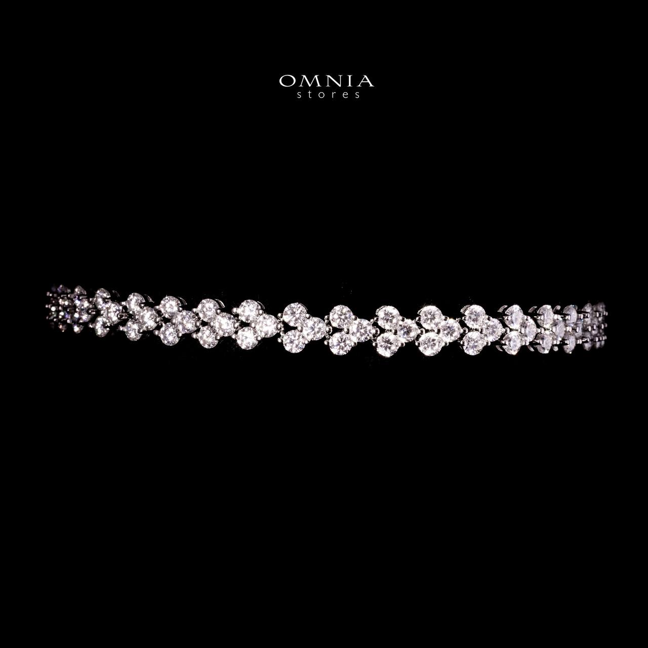 Omnia Nasiya White Silver Bracelet in 925 Silver with High-Quality Moissanite Stones