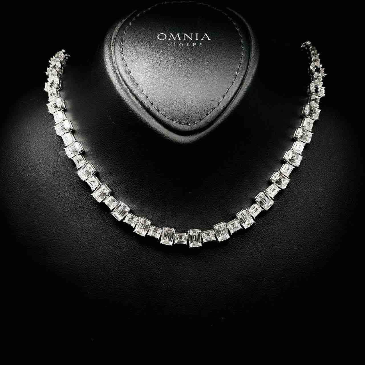 Omnia Nayra White Necklace With High Quality Lab Crafted Stones In 925 Silver - OMNIASTORES KSA