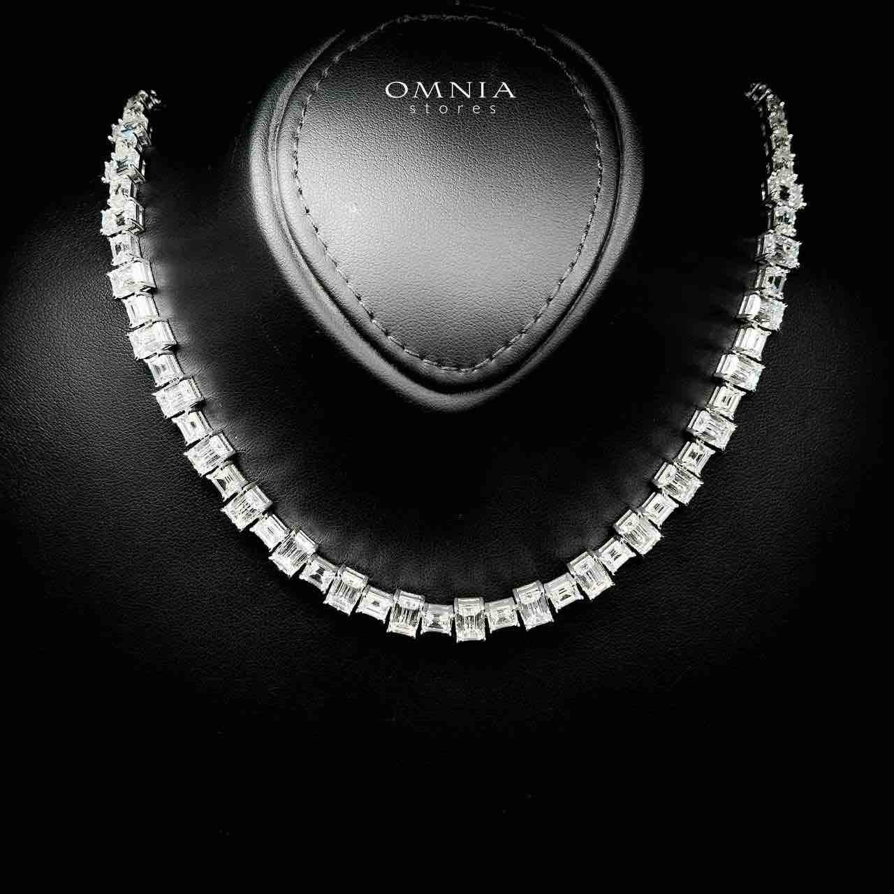 Omnia Nayra White Necklace With High Quality Lab Crafted Stones In 925 Silver - OMNIASTORES KSA