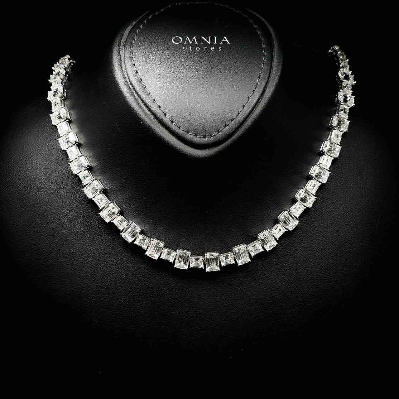 Omnia Nayra White Necklace With High Quality Lab Crafted Stones In 925 Silver - OMNIASTORES KSA