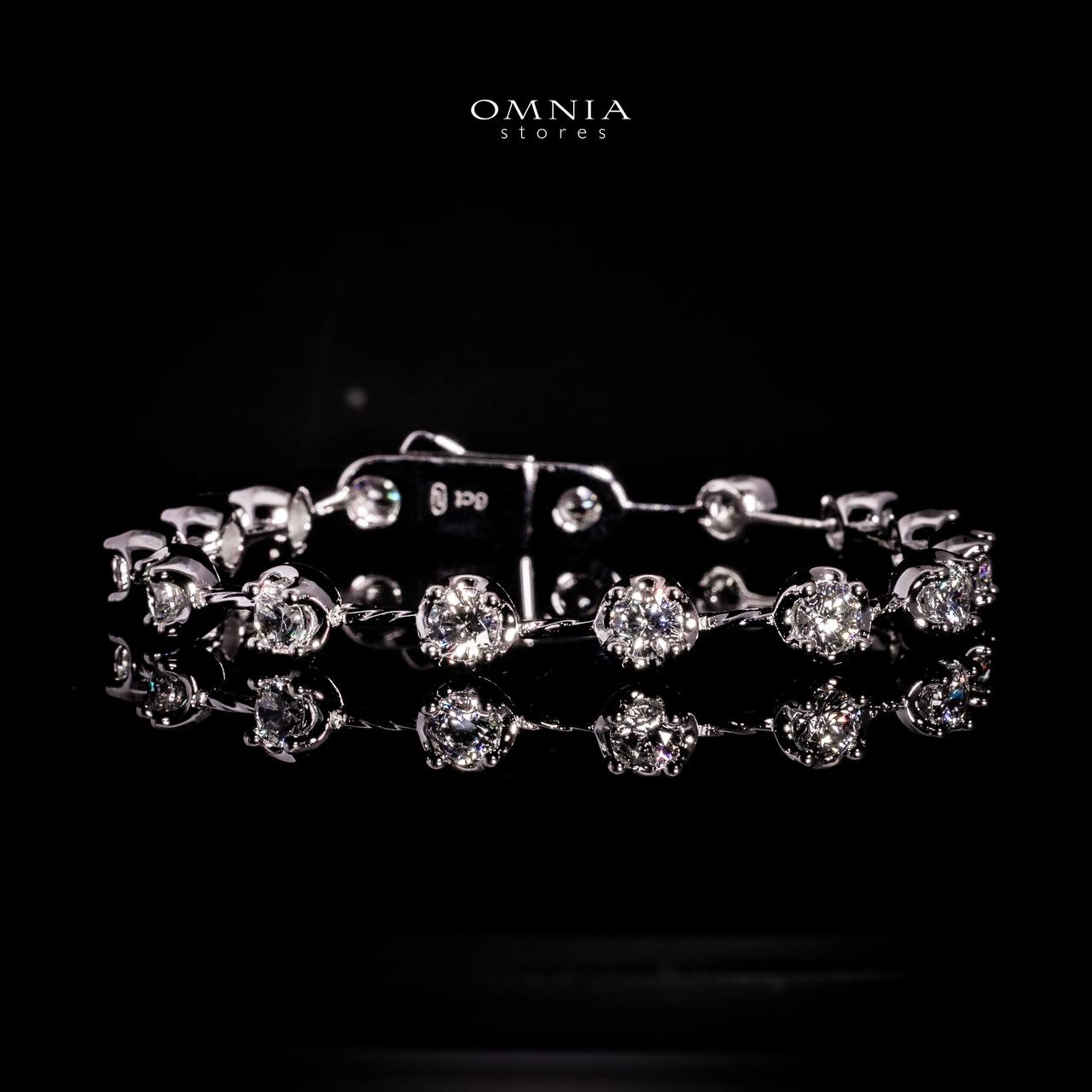 Omnia Mahdiya White Bracelet In 925 Silver With High Quality Lab Crafted Stones
