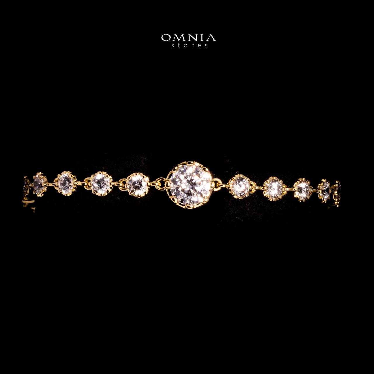 Omnia Amyrah Gold Bracelet In 925 Silver With High Quality Lab Crafted Stones