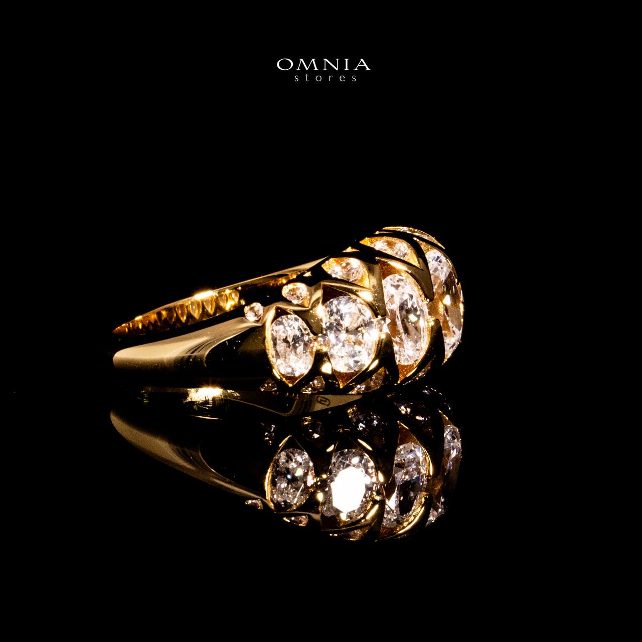 Omnia Manha Gold Ring In 925 Silver With High Quality Lab Crafted Stones