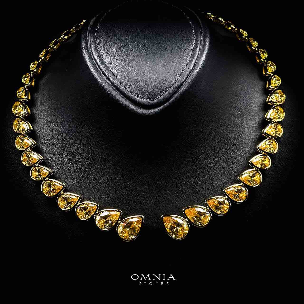 Omnia Nailah Gold Yellow Necklace In 925 Silver With High Quality Lab Crafted Stones - OMNIASTORES KSA