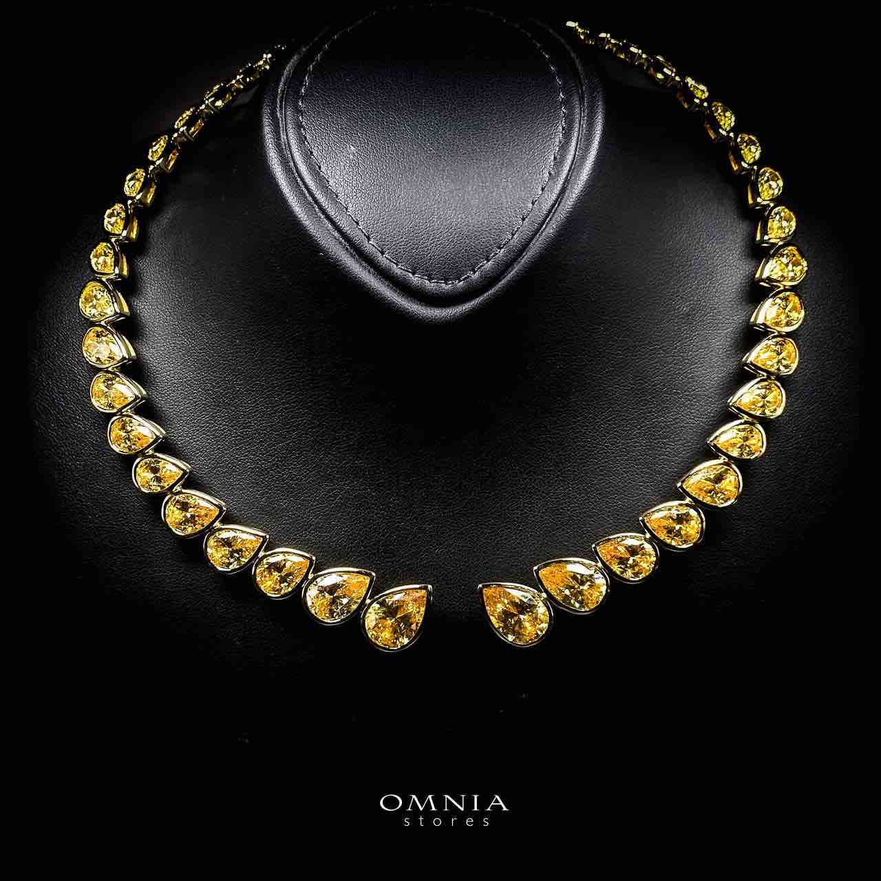 Omnia Nailah Gold Yellow Necklace In 925 Silver With High Quality Lab Crafted Stones - OMNIASTORES KSA