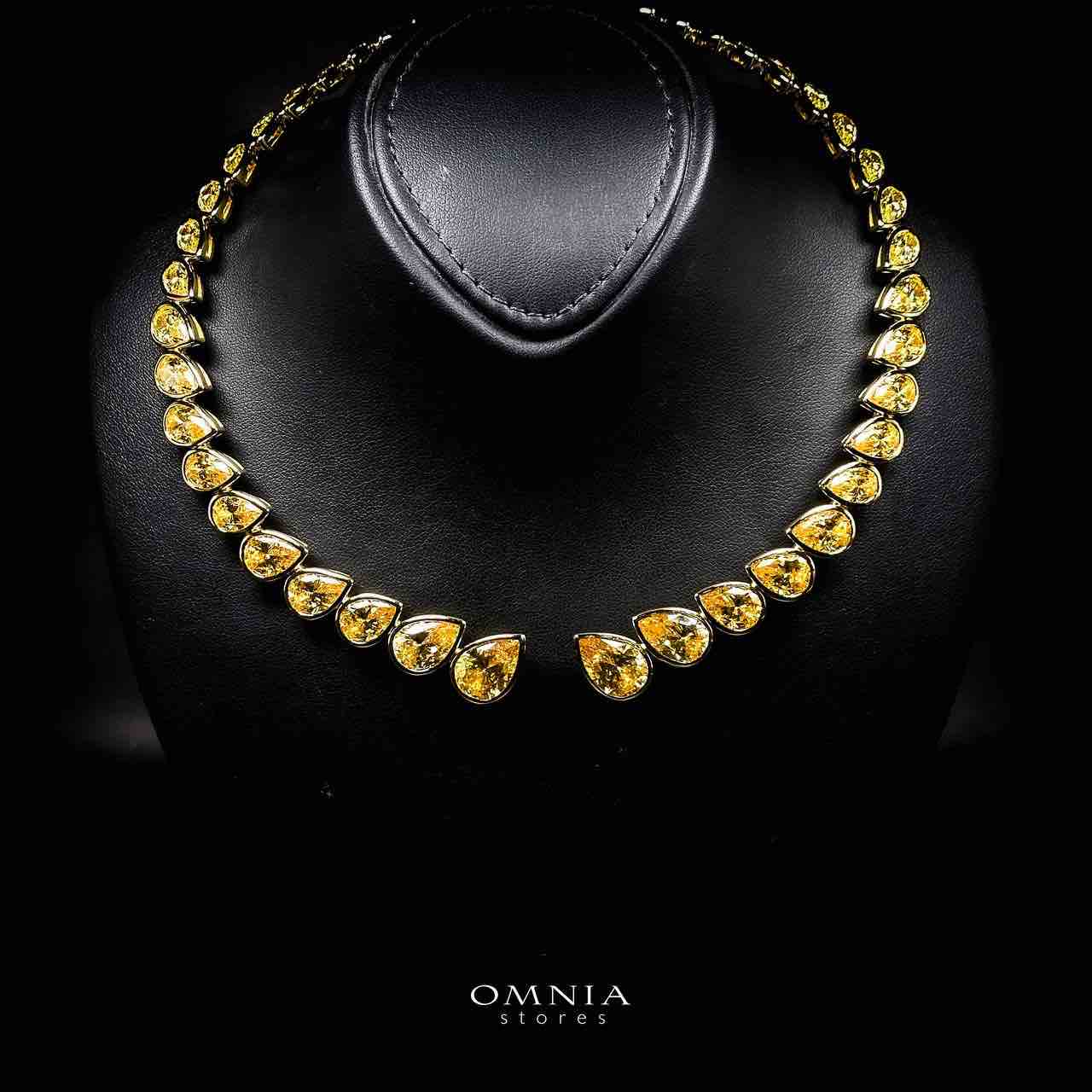 Omnia Nailah Gold Yellow Necklace In 925 Silver With High Quality Lab Crafted Stones - OMNIASTORES KSA