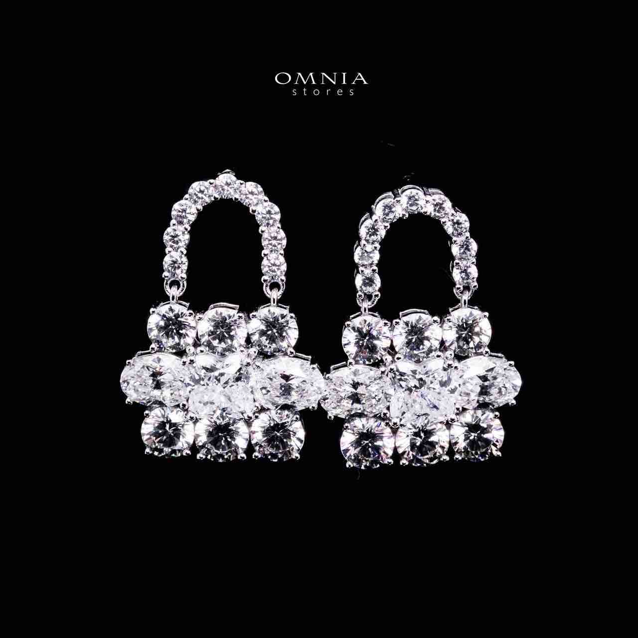 Omnia Aila White Lock Design Earrings In 925 Silver With High Quality Lab Crafted Stones