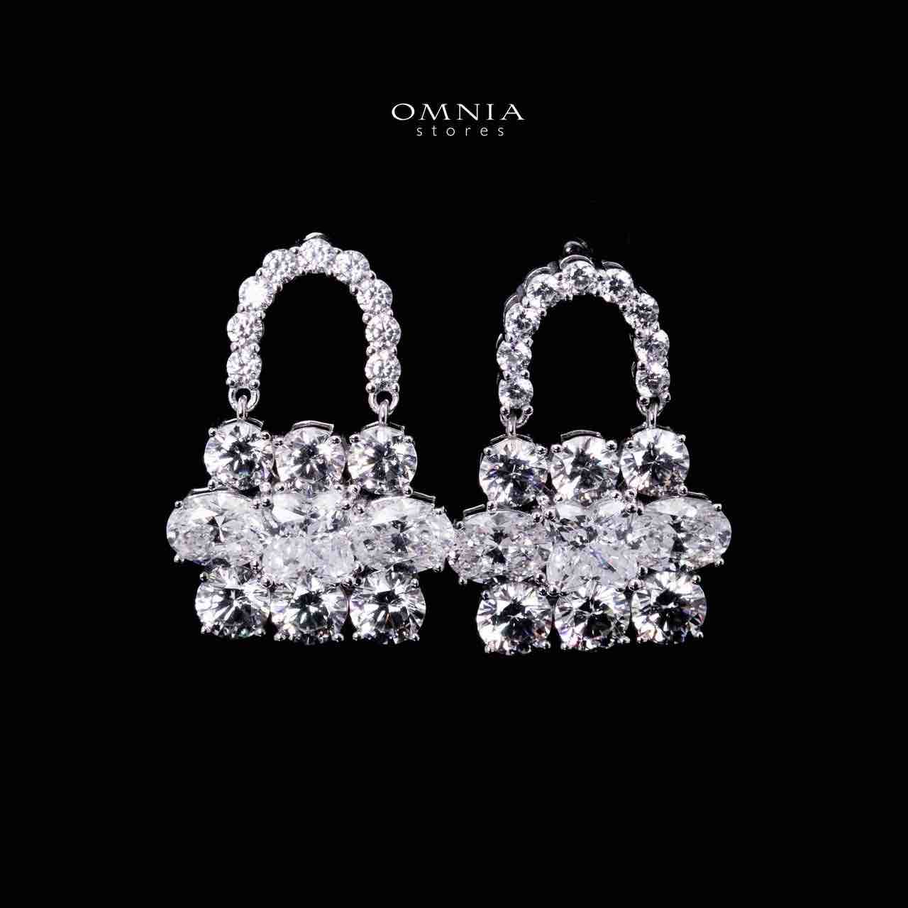 Omnia Aila White Lock Design Earrings In 925 Silver With High Quality Lab Crafted Stones
