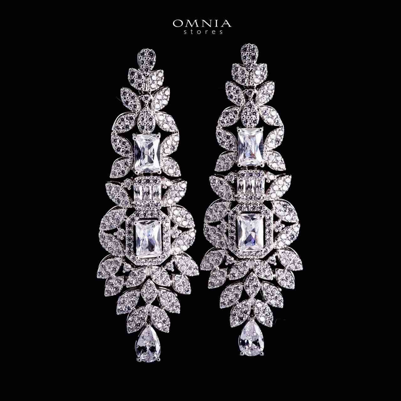 Omnia Kaila White Luxury Bridal Full Set in High Quality Zircon Stone in Rhodium Plated