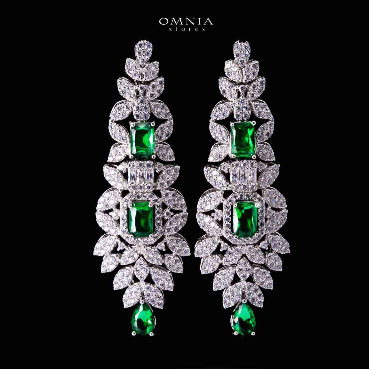 Omnia Kaila Green Luxury Bridal Full Set in High Quality Zircon Stone in Rhodium Plated