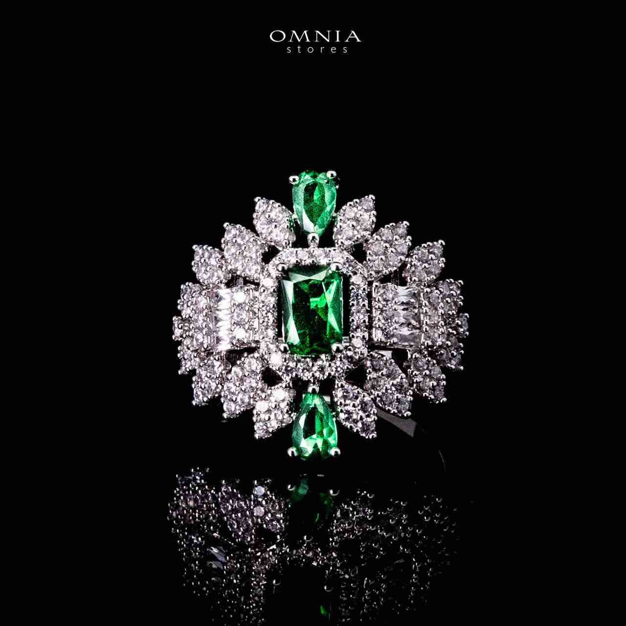 Omnia Kaila Green Luxury Bridal Full Set in High Quality Zircon Stone in Rhodium Plated