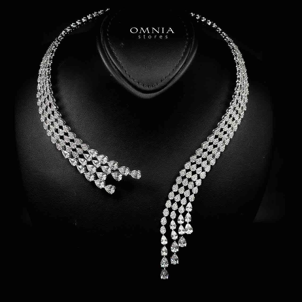 Omnia Amrah Luxury Bridal White Full Set in High Quality Zircon Stone Rhodium Plated