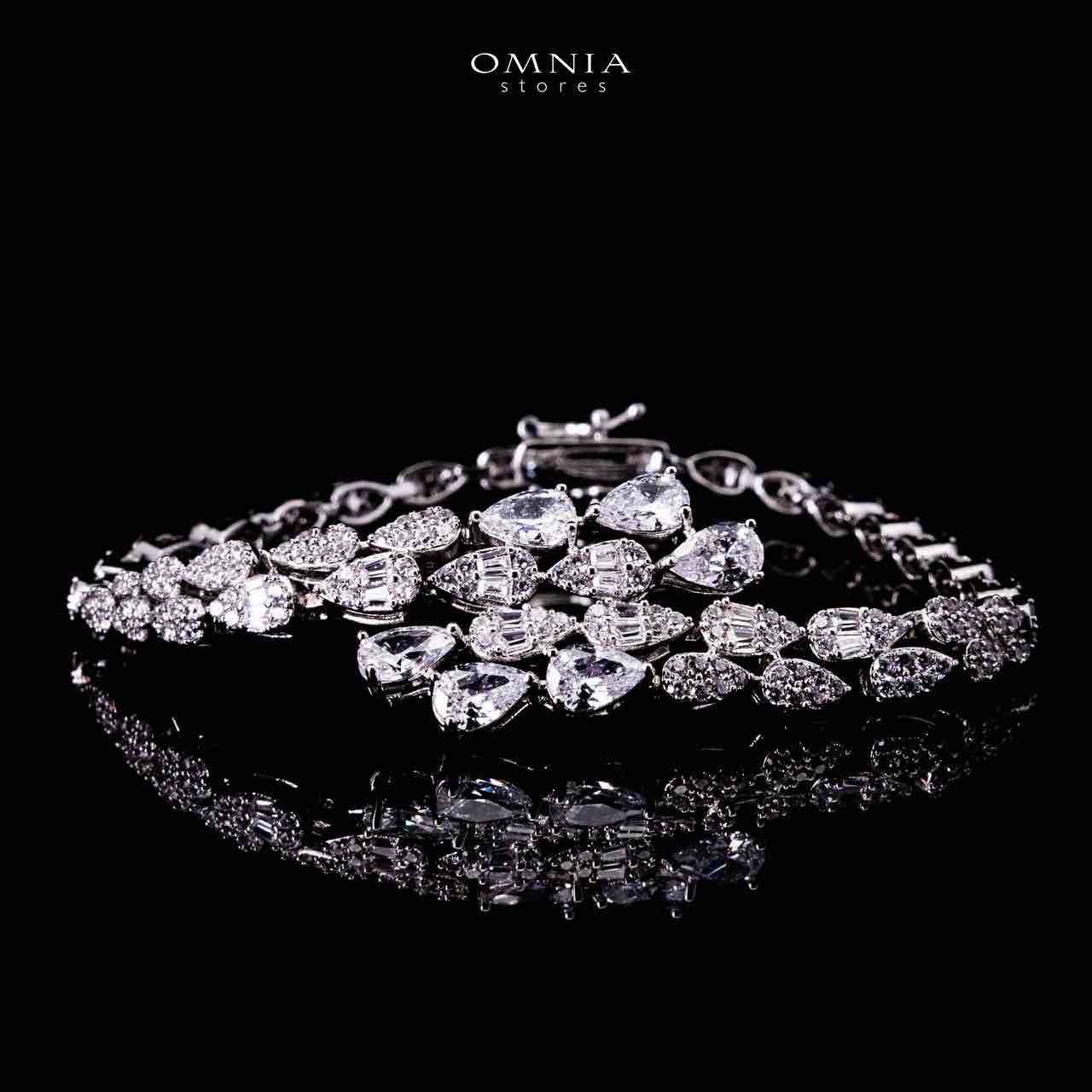 Omnia Amrah Luxury Bridal White Full Set in High Quality Zircon Stone Rhodium Plated