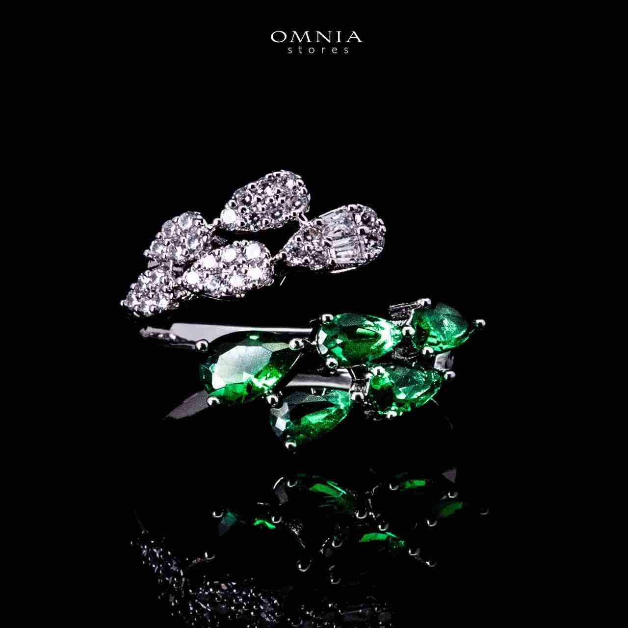 Omnia Senna Luxury Bridal Green Full Set in High Quality Zircon Stone Rhodium Plated