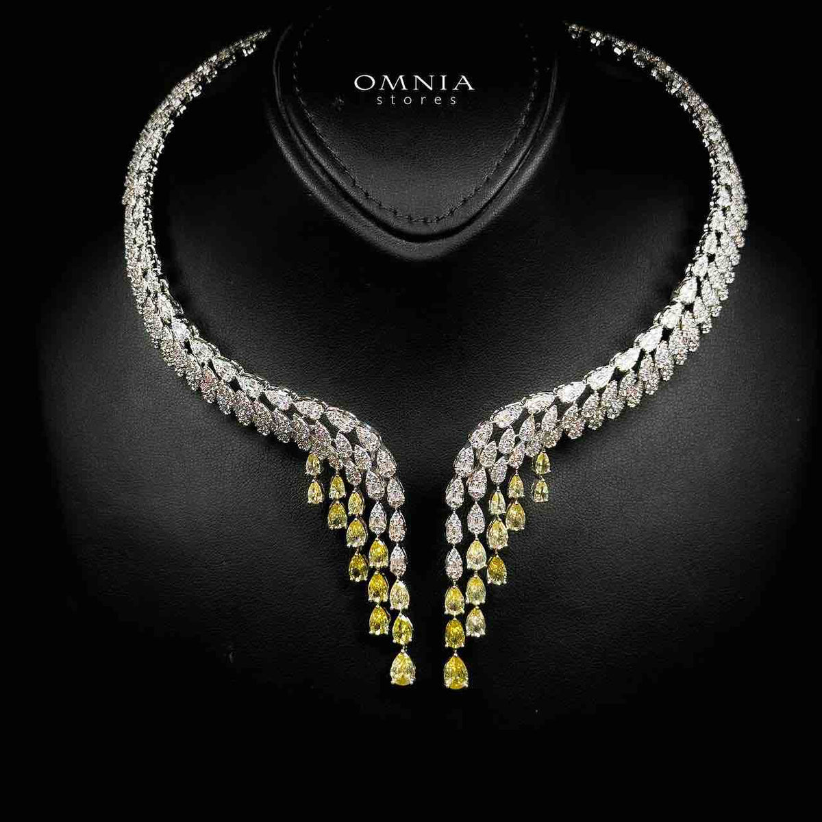 Omnia Senna Luxury Bridal Yellow Full Set in High Quality Zircon Stone Premium Rhodium Plated - OMNIASTORES UAE