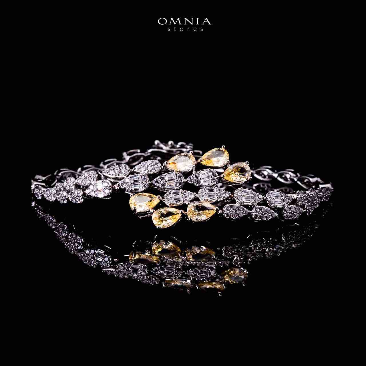 Omnia Senna Luxury Bridal Yellow Full Set in High Quality Zircon Stone Rhodium Plated