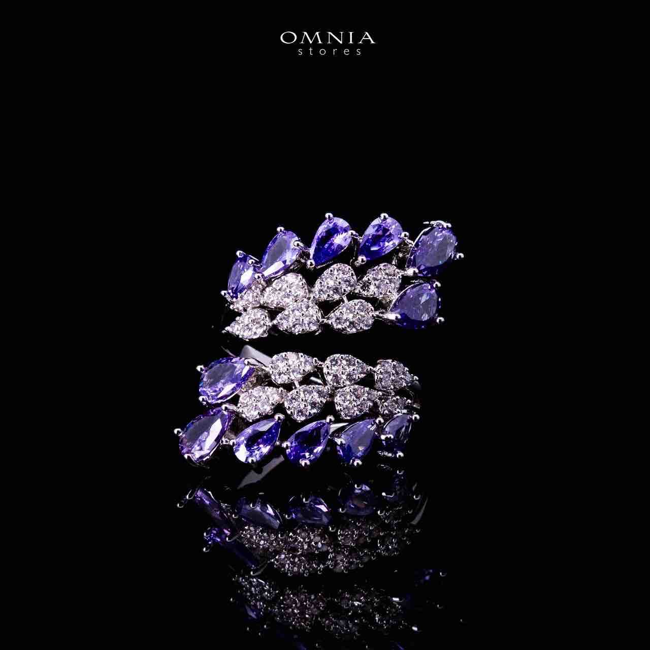 Omnia Amrah Luxury Bridal White and Purple Full Set in High Quality Zircon Stone Rhodium Plated