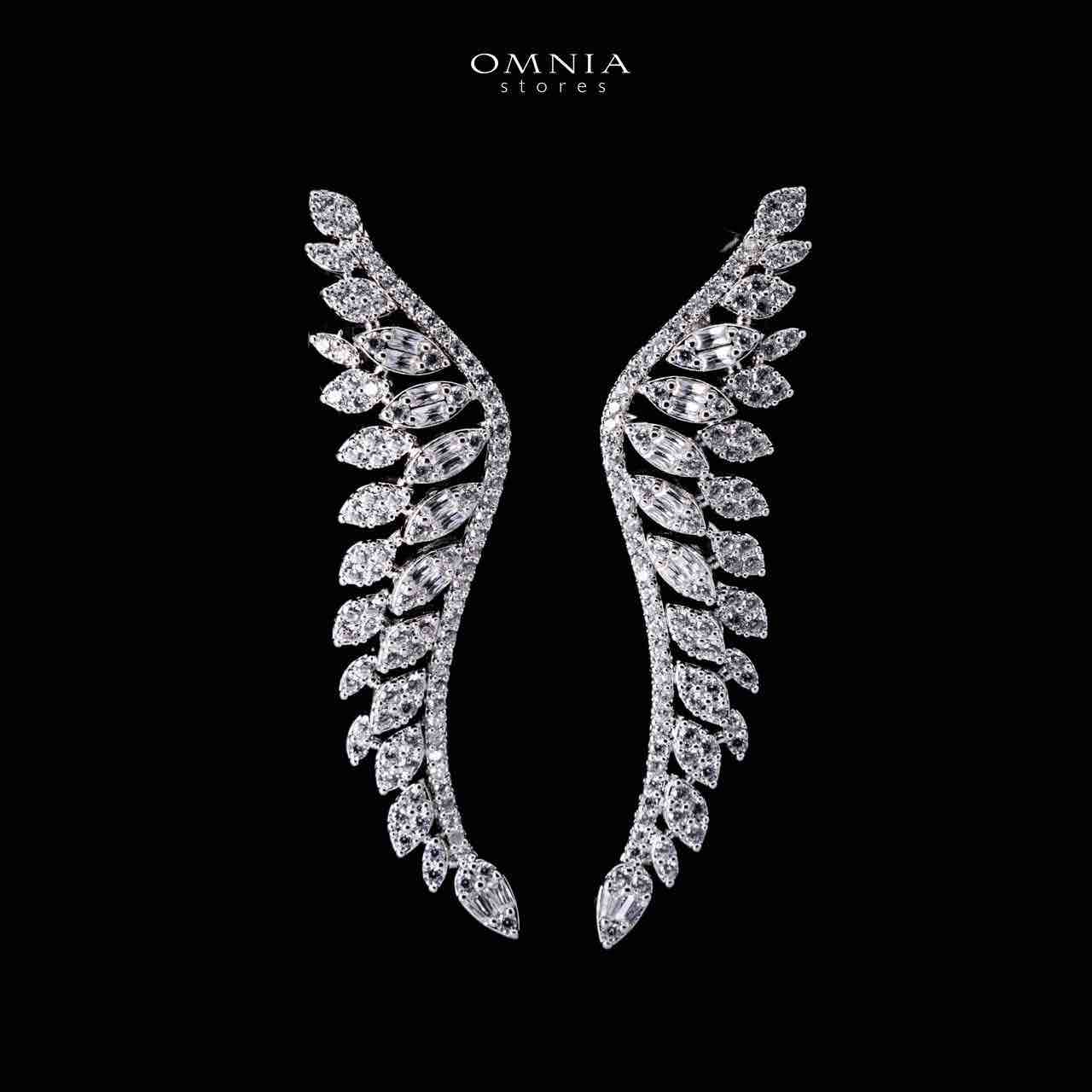 Omnia Manal Luxury Bridal White Leaf Design Full Set in High Quality Zircon Stone Rhodium Plated