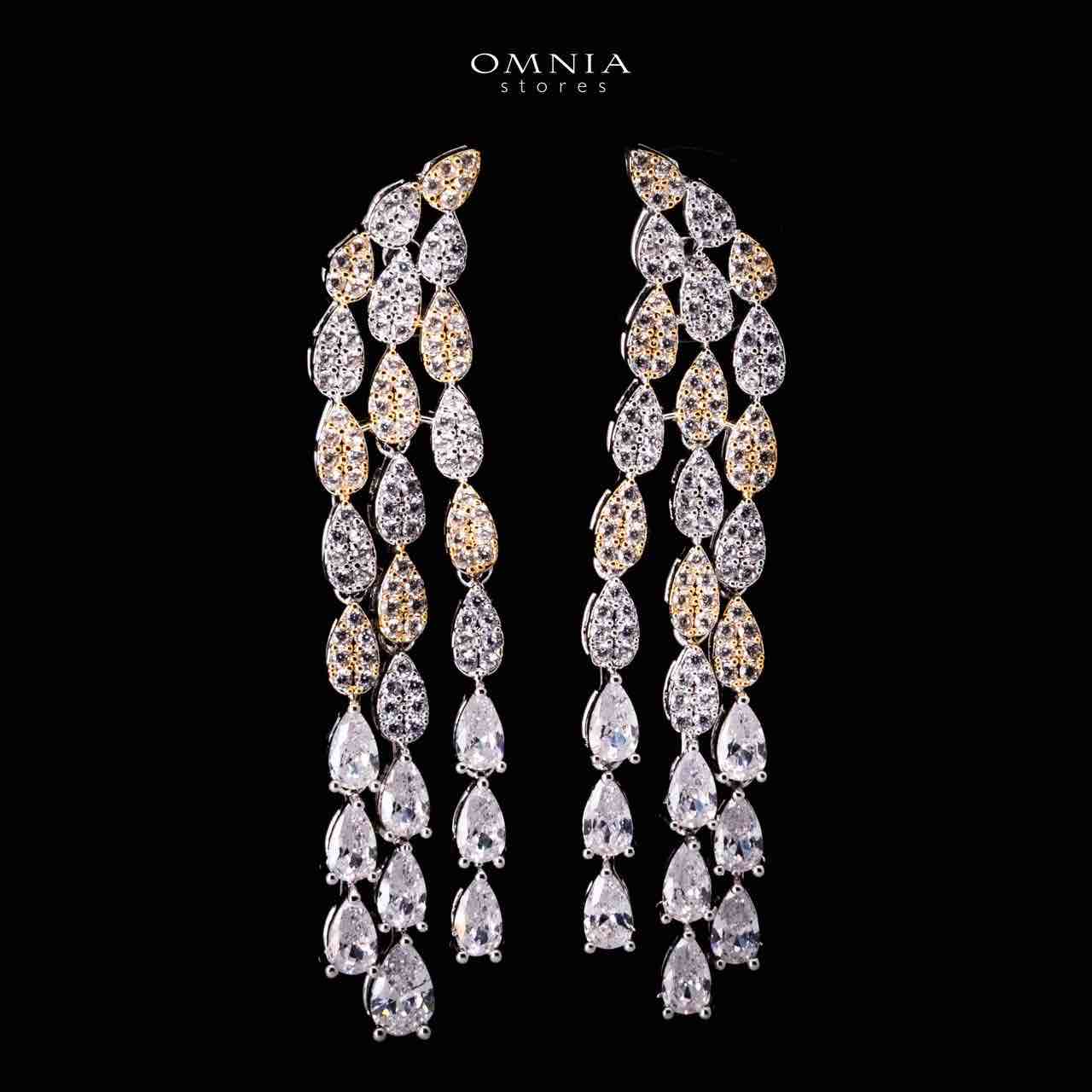 Omnia Amrah Luxury Bridal White and Gold Full Set in High Quality Zircon Stone Rhodium Plated