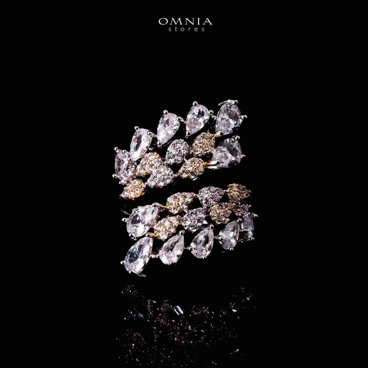 Omnia Amrah Luxury Bridal White and Gold Full Set in High Quality Zircon Stone Rhodium Plated